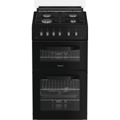 Hotpoint HDG5GCB Gas Double Cooker 50Cm - 59L / 29L With Fast Preheat