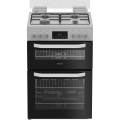Hotpoint HDG6GDCW 60Cm Gas Double Cooker With Glass Lid - White