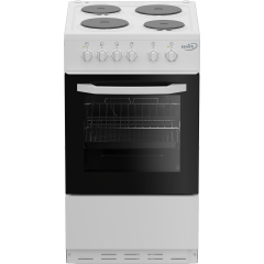 Zenith ZE503W 50Cm Single Oven Electric Cooker With Solid Plate - Hob White
